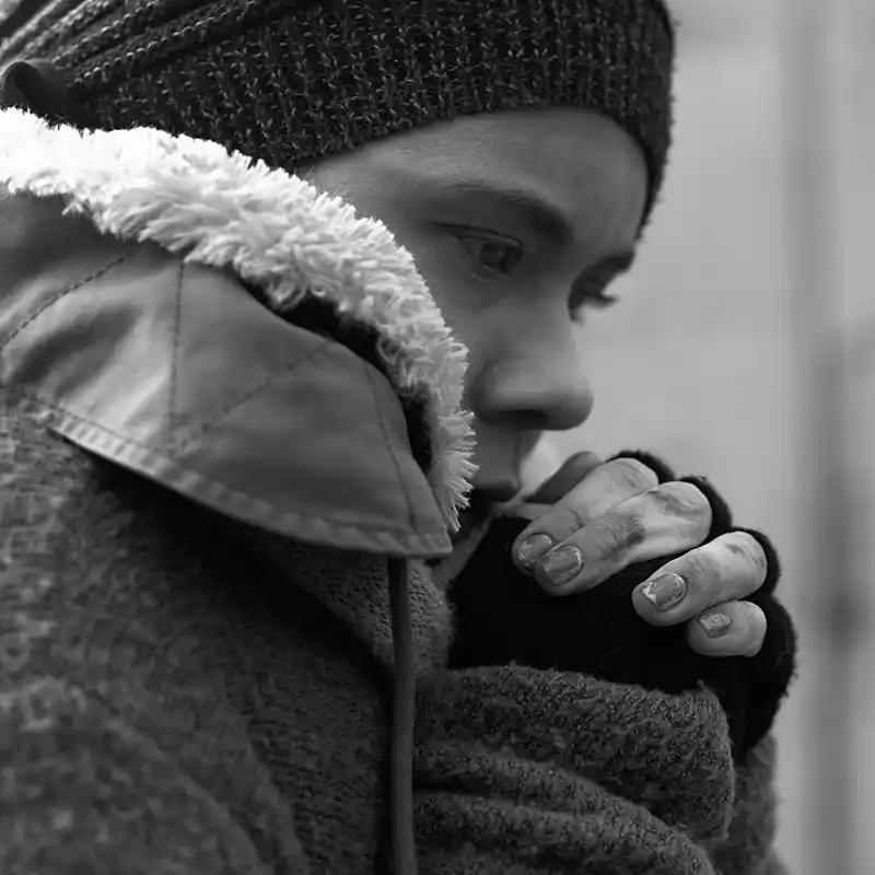 Young woman in the cold
