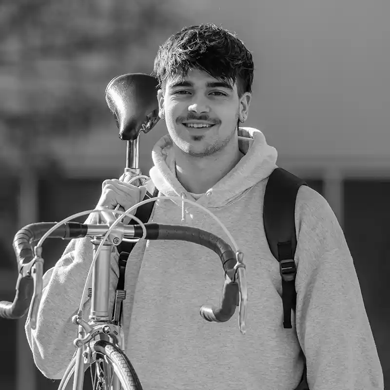 Young man with bicycle